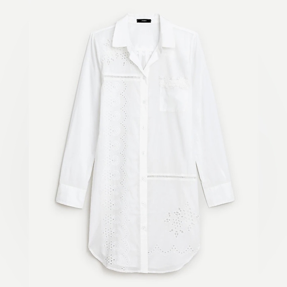 NWT J. Crew XL cotton voile beach shirt in eyelet